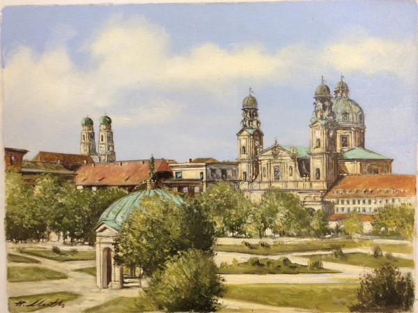 Hermann Muth München, Hofgarten mit Blick auf die Theatinerkirche