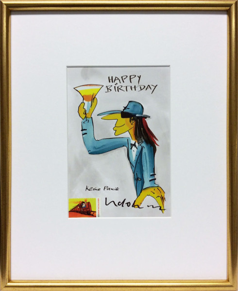 Udo Lindenberg Happy Birthday-weiss (Goldrahmen)