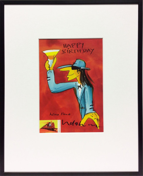 Udo Lindenberg Happy Birthday-rot (Alurahmen)