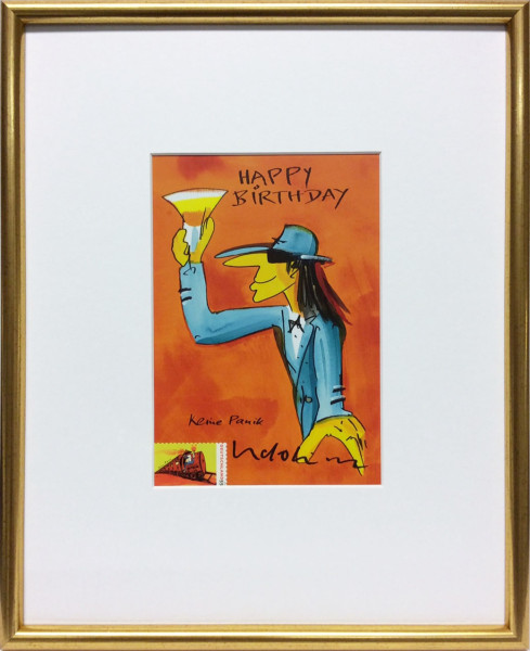 Udo Lindenberg Happy Birthday-orange (Goldrahmen)